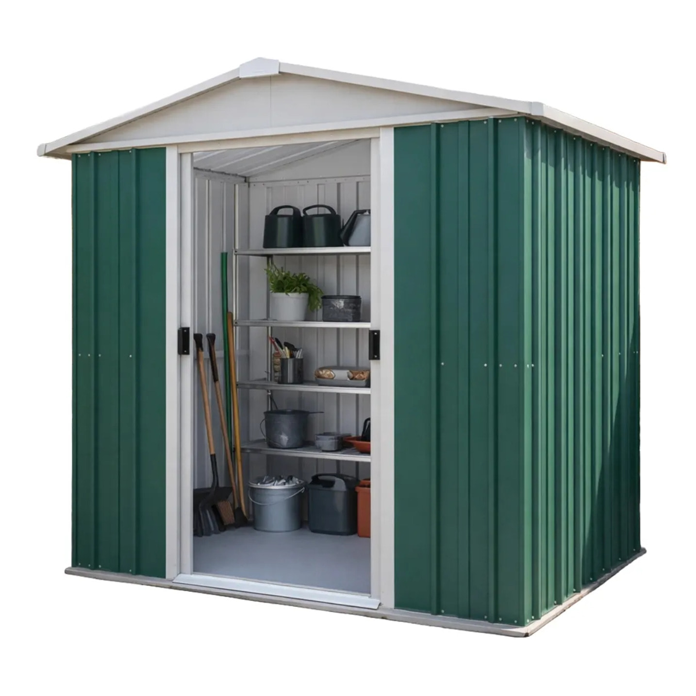 Abri de jardin métal vert Yardmaster 2,3 m² + kit d'ancrage