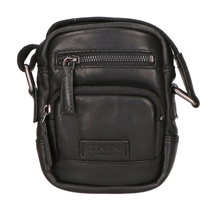 Borsa a tracolla unisex vera pelle - Modello False - Made in Italy - 17.0 x 17.0 x 3.0 cm