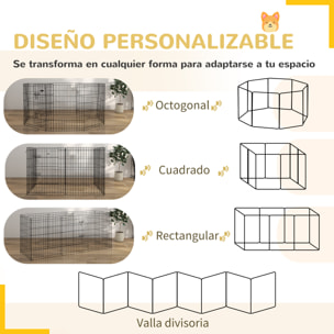 Parque de Juegos para Perros 8 Paneles Plegables Jaula Metálica para Mascotas con Puerta y Doble Cerradura para Jardín Patio Exterior Negro