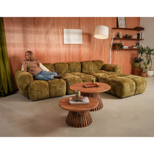 Grace - canapé modulable d'angle réversible 4 places en velours texturé - Vert Olive