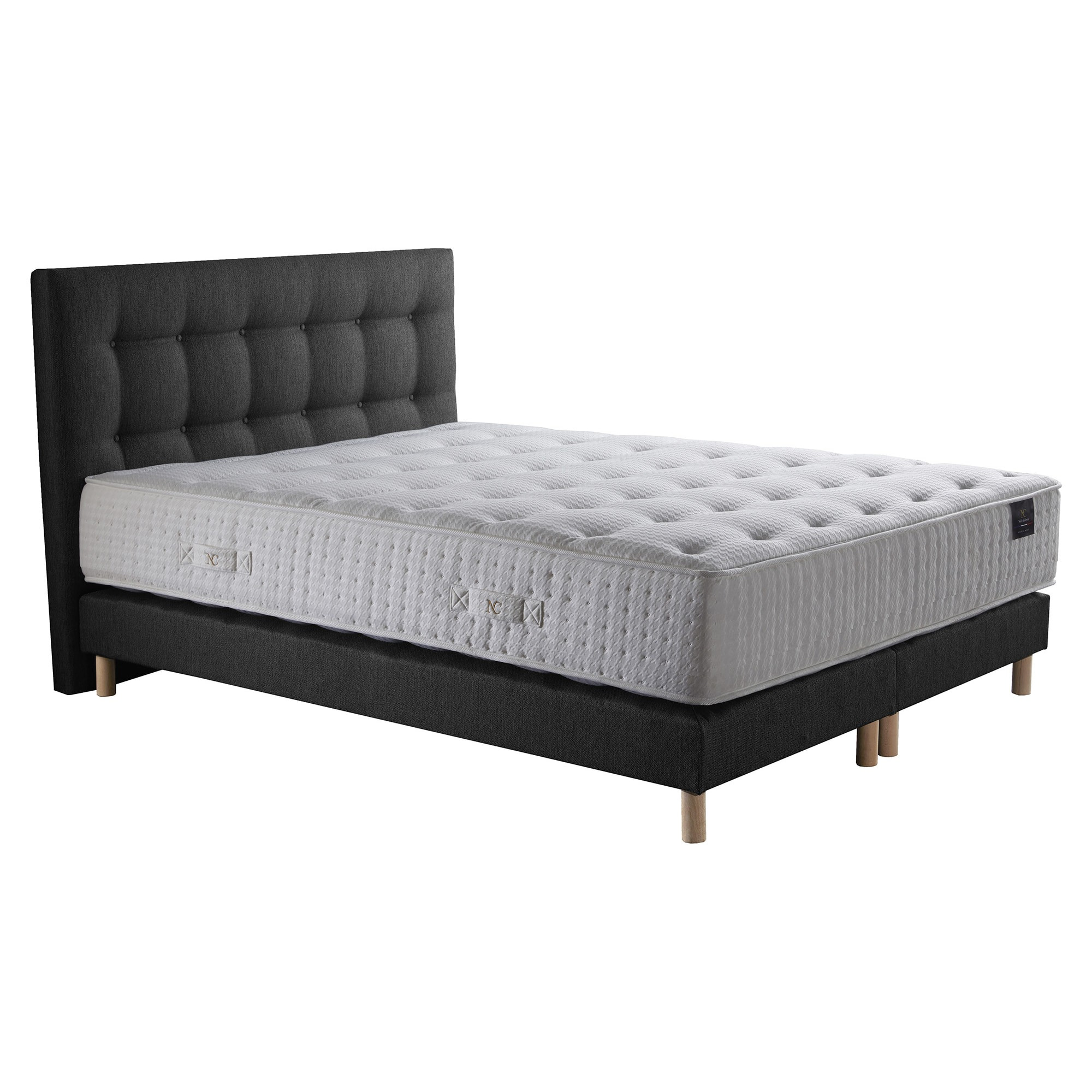 Ensemble Séléné + tête de lit capitonnée - Matelas ressorts ensachés Accueil latex