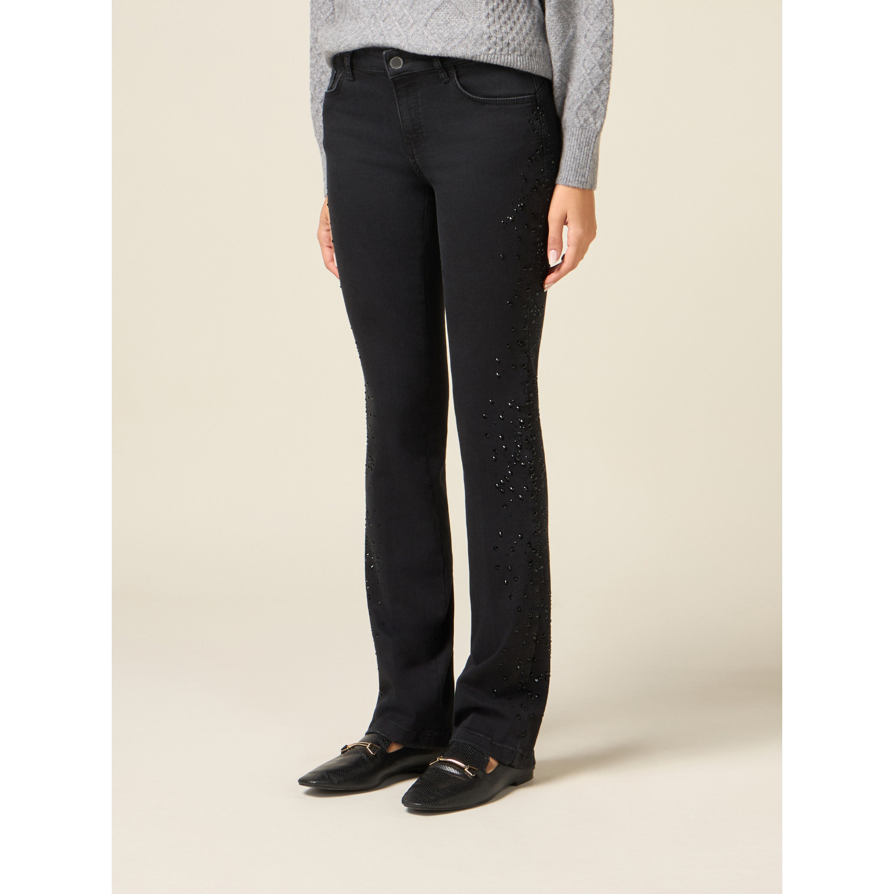 Oltre - Jeans negros con cristales - Negro