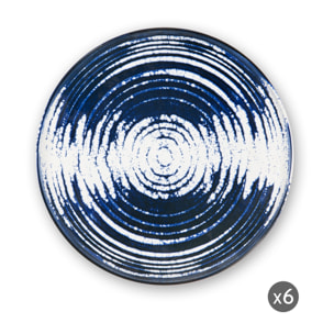 Set de 6 assiettes plates Excelsa – Ermes, Céramique Bleue