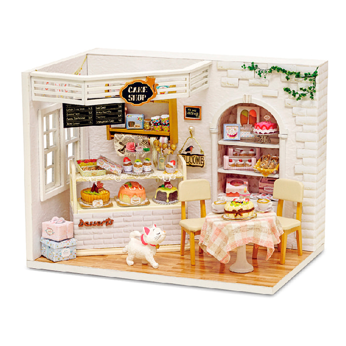 Negozio di dolci Diario delle Torte, Modello 3D realistico con grande dettaglio, copertura antipolvere e luci LED.