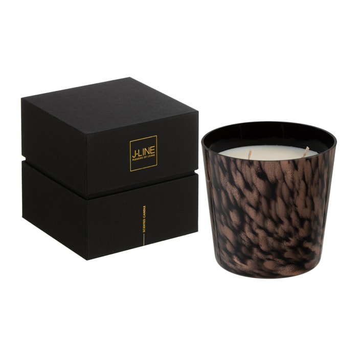 J-Line bougie parfumée Noa - Sandalwood - verre - noir/or - small - 50H