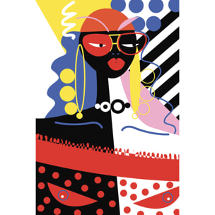 Tableau pop art collage la femme aux lunettes  Toile imprimée