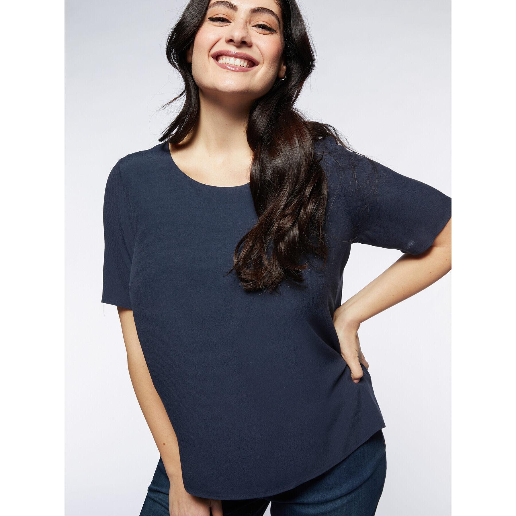 Fiorella Rubino - Blusa dritta in viscosa ECOVERO™ - Blu