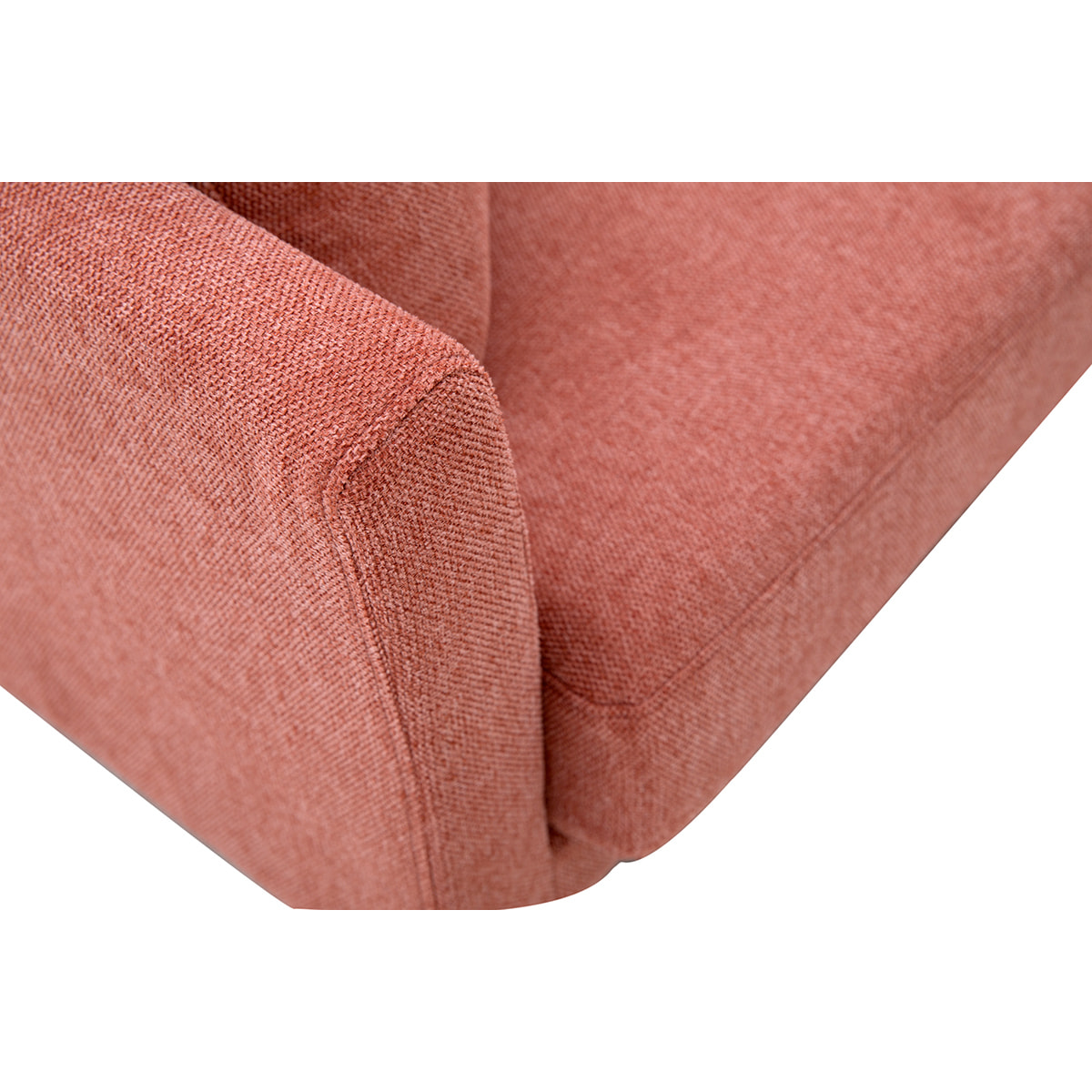 Canapé scandinave déhoussable 2 places en tissu effet velours texturé terracotta et bois clair OSLO