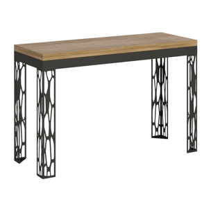 Table Ghibli Double Chêne Nature 120x45 ouverte 120x90 pieds/cadre Anthracite