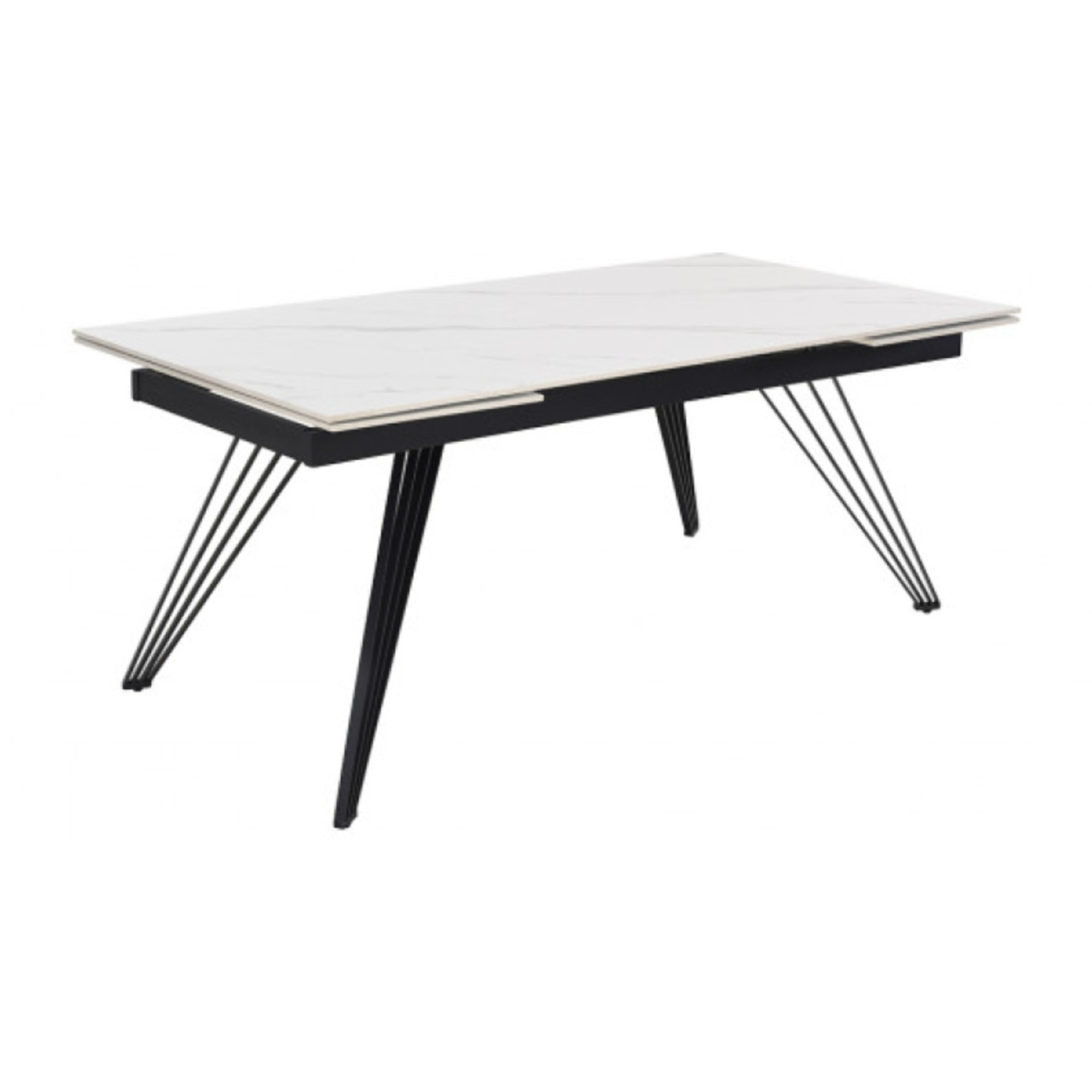 Table extensible en céramique marbre blanc L160/240cm - 9 piètements - UNIK