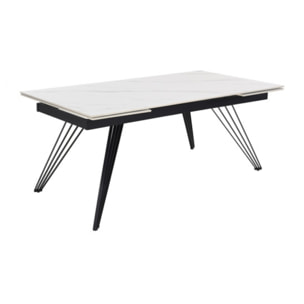 Table extensible en céramique marbre blanc L160/240cm - 9 piètements - UNIK