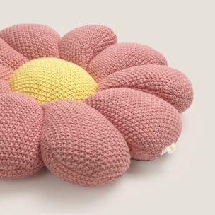 Cojín relleno en forma de flor Loliti color rosa Algodón orgánico