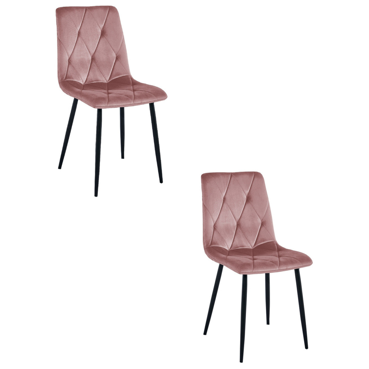 Set di 2 sedie Libra in velluto rosa antico e metallo nero