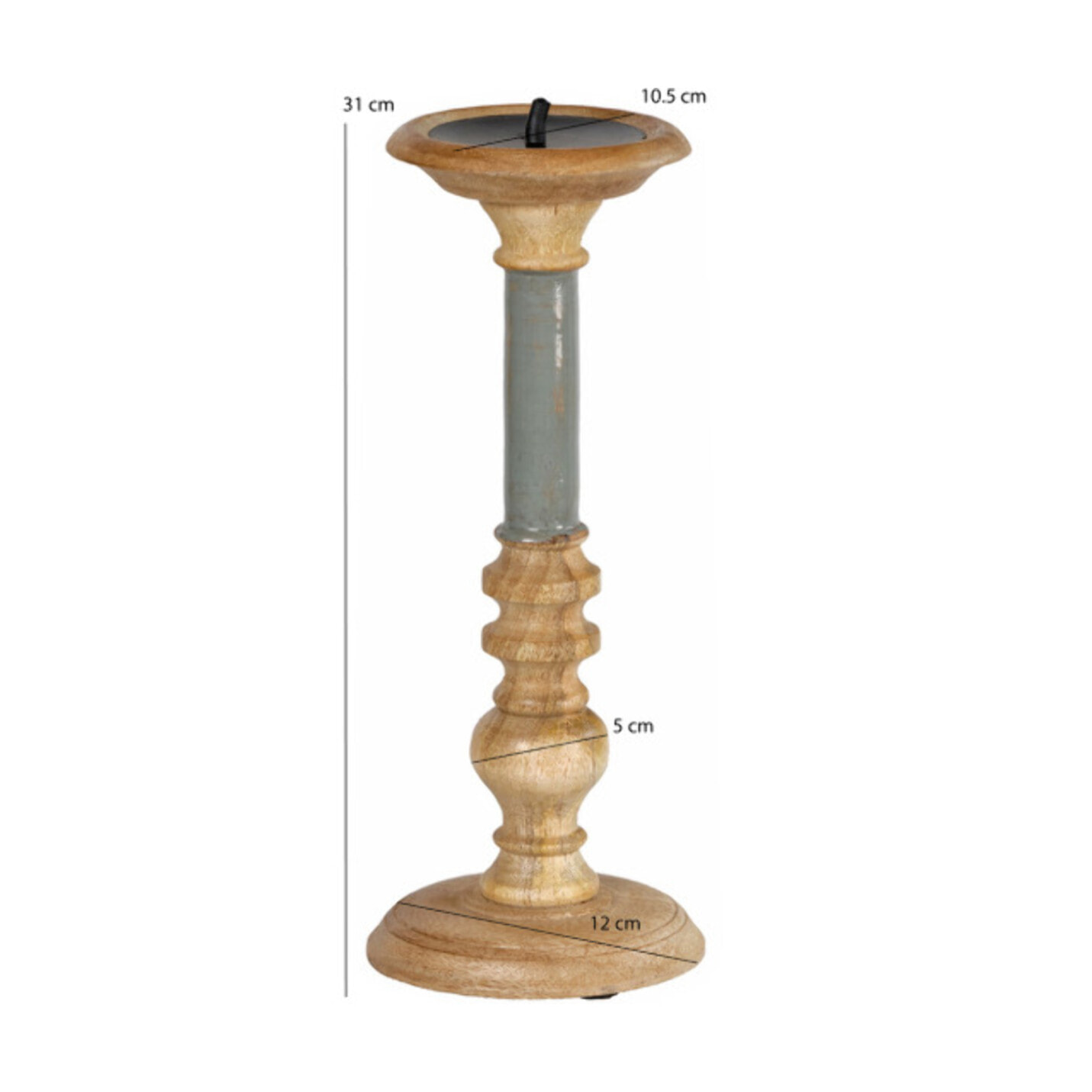 Bougeoir H. 31 cm en bois de manguier laqué - INARIE 2905 - 7236