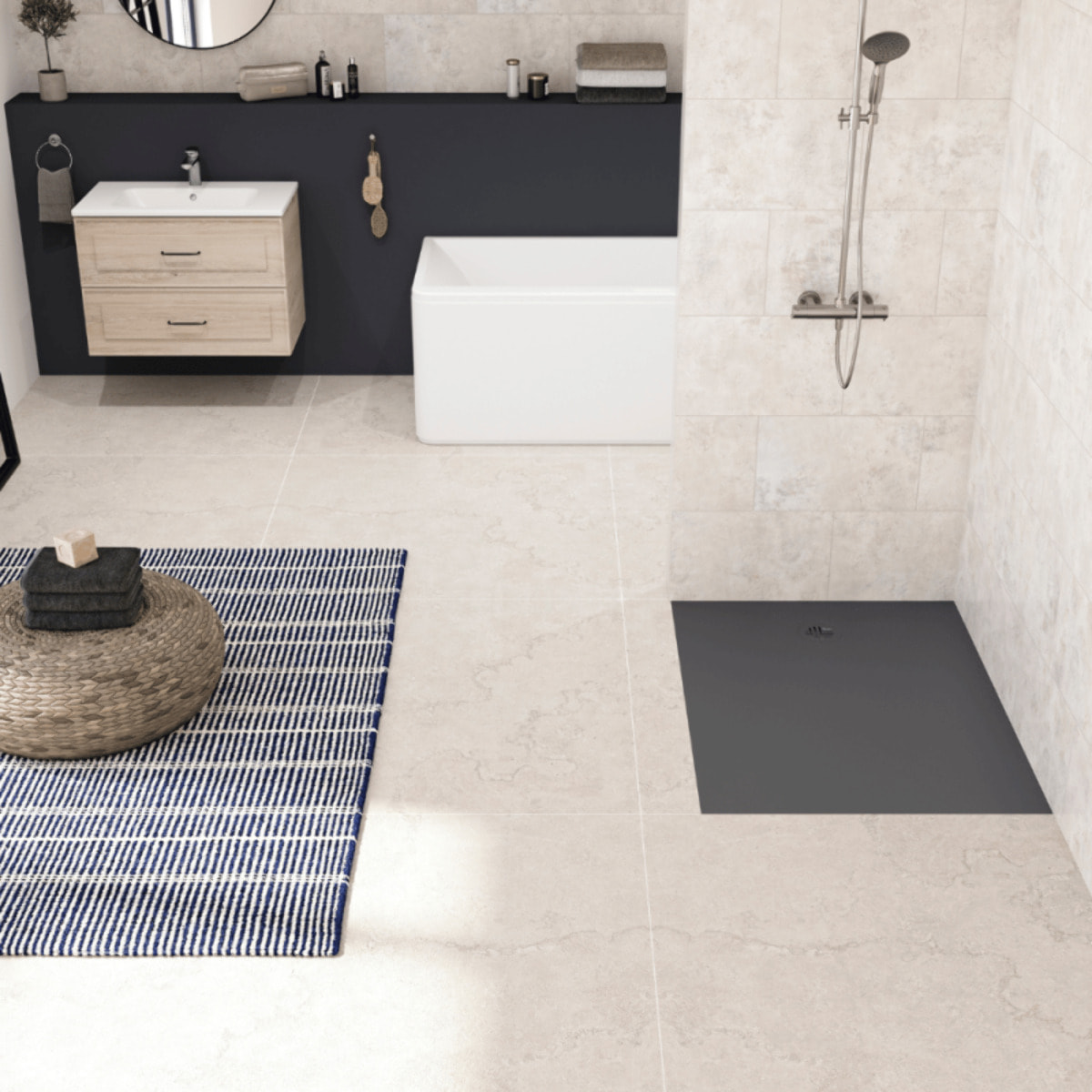 Receveur KINEDO Kinesurf Nova 120X70 gris anthracite
