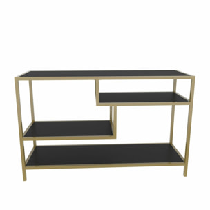 Mobile porta TV Dplizzar, Credenza da soggiorno, Armadio basso per TV, Base parete attrezzata, 120x39h75 cm, Oro e Antracite