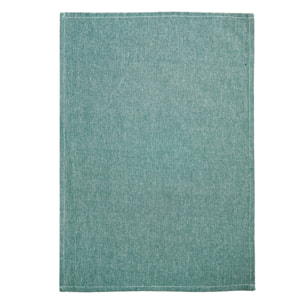 Torchon de cuisine en coton uni aspect tissé - Bleu