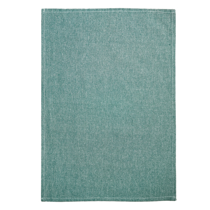 Torchon de cuisine en coton uni aspect tissé - Bleu