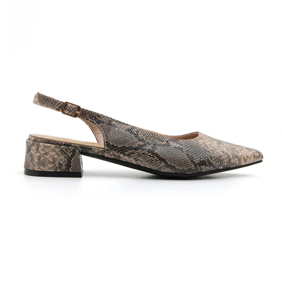Slingback daily-chic pitonata - KHAKI