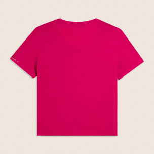 T-shirt cropped in jersey fiammato con risvolto sulle maniche