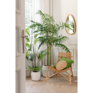 J-Line Miroir Paille Rottin/Verre Naturel Medium