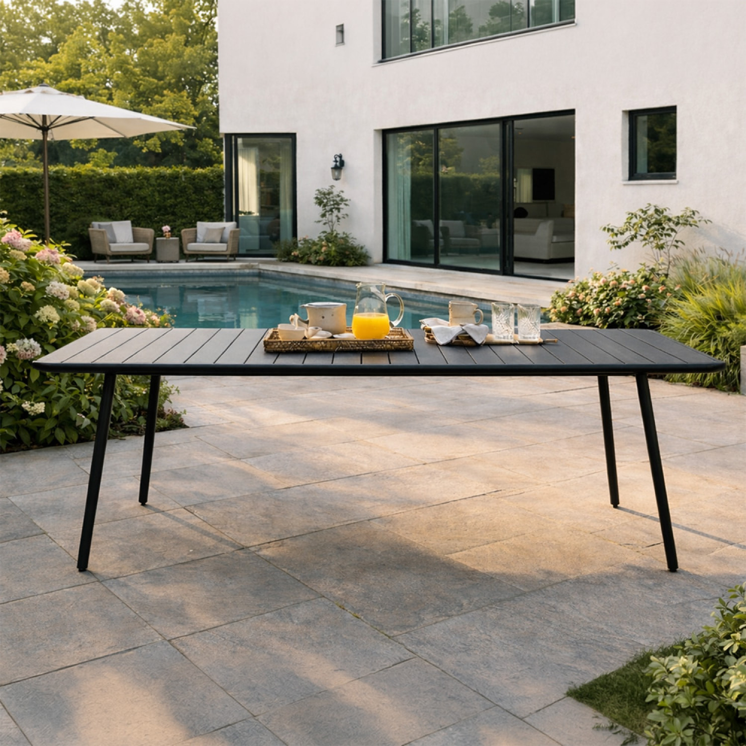 EVORA Table de jardin 10/12 places 234cm gris foncé