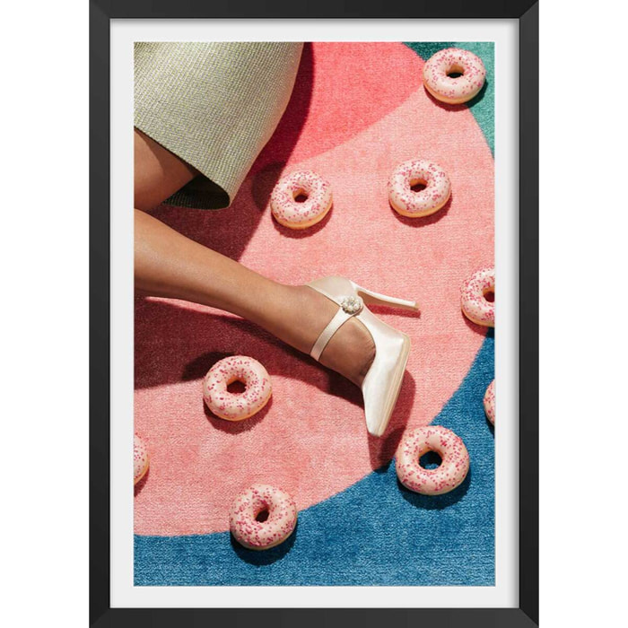 Affiche vintage Pink pique nique Affiche sous cadre noir