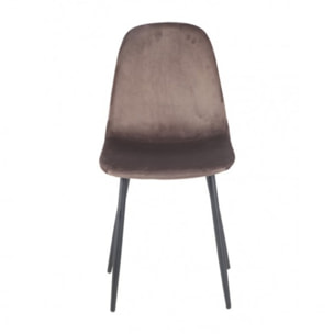 Chaise en tissu velours avec piètement en métal noir - NINA