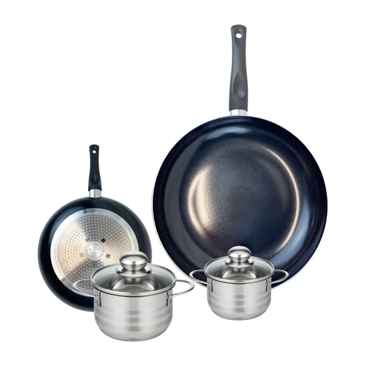 Ensemble de 2 Poêles de cuisson 20 et 32 cm et 2 faitouts 12 et 14 cm Elo Prima Brillant