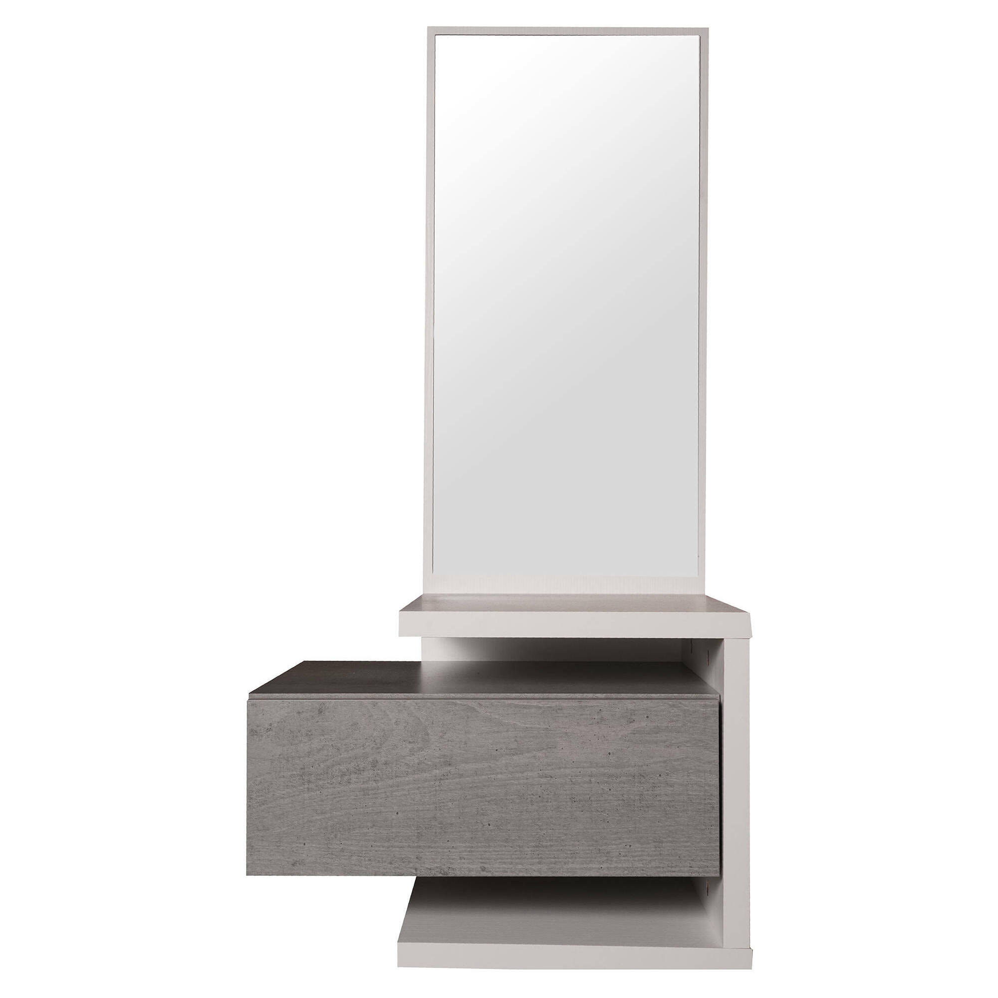 Mobile ingresso con specchio, 43 x 32 x 90, Bianco