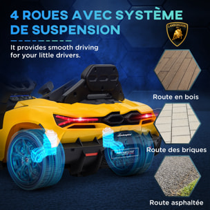 Voiture électrique enfant licence Lamborghini Revuelto télécommande effets sonores lumineux jaune