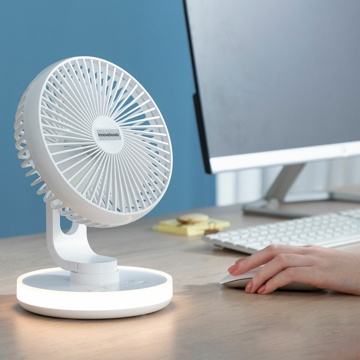 Ventilador de Escritorio Recargable con LED FanLed InnovaGoods Ø6,6'' 4000 mAh