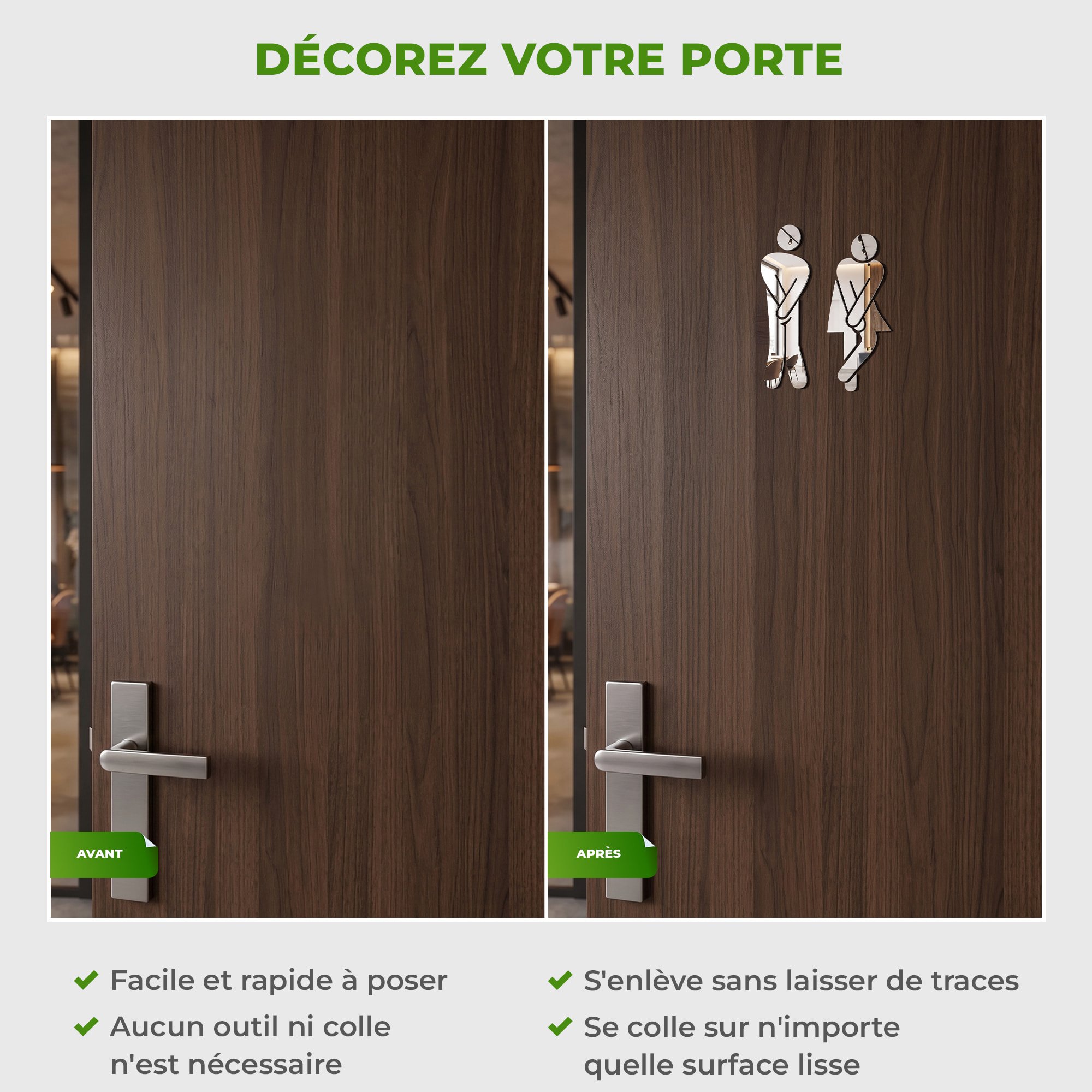 Stickers miroirs figures WC homme - femme