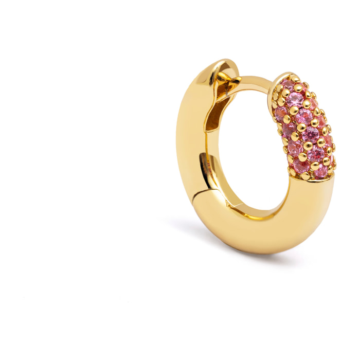 Pendiente Suelto Aro Alma Pink Baño Oro