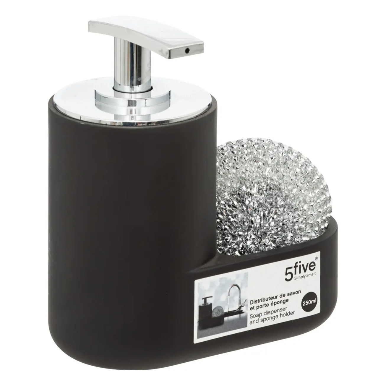 Distributeur savon avec éponge 300ml noir