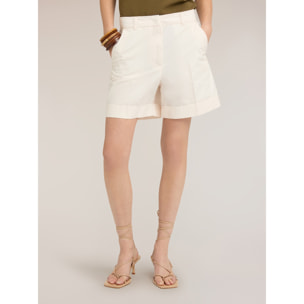 Motivi - Shorts de talle alto en algodón - Blanco
