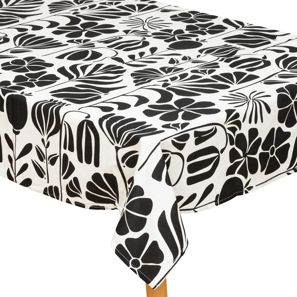 Nappe "Twisted lime" coton noir & blanc 150x250cm