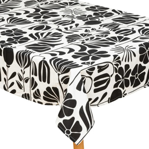 Nappe "Twisted lime" coton noir & blanc 150x250cm