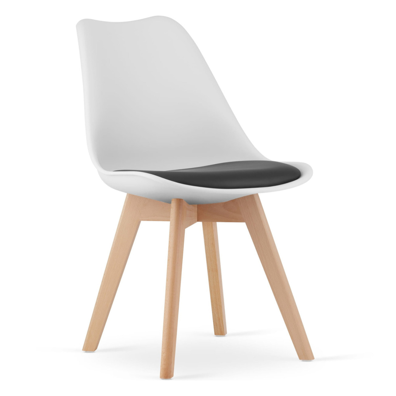 Sedia Mark con cuscino in ecopelle e gambe in faggio