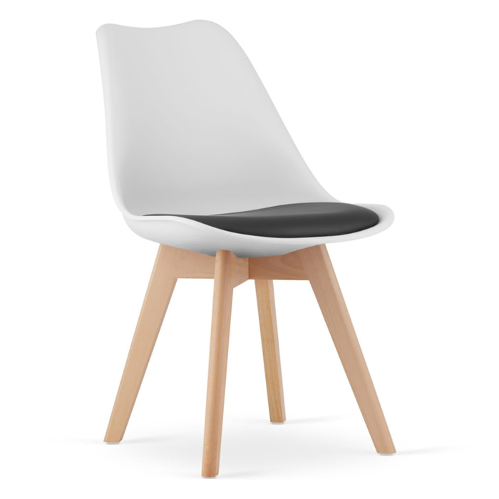Sedia Mark con cuscino in ecopelle e gambe in faggio