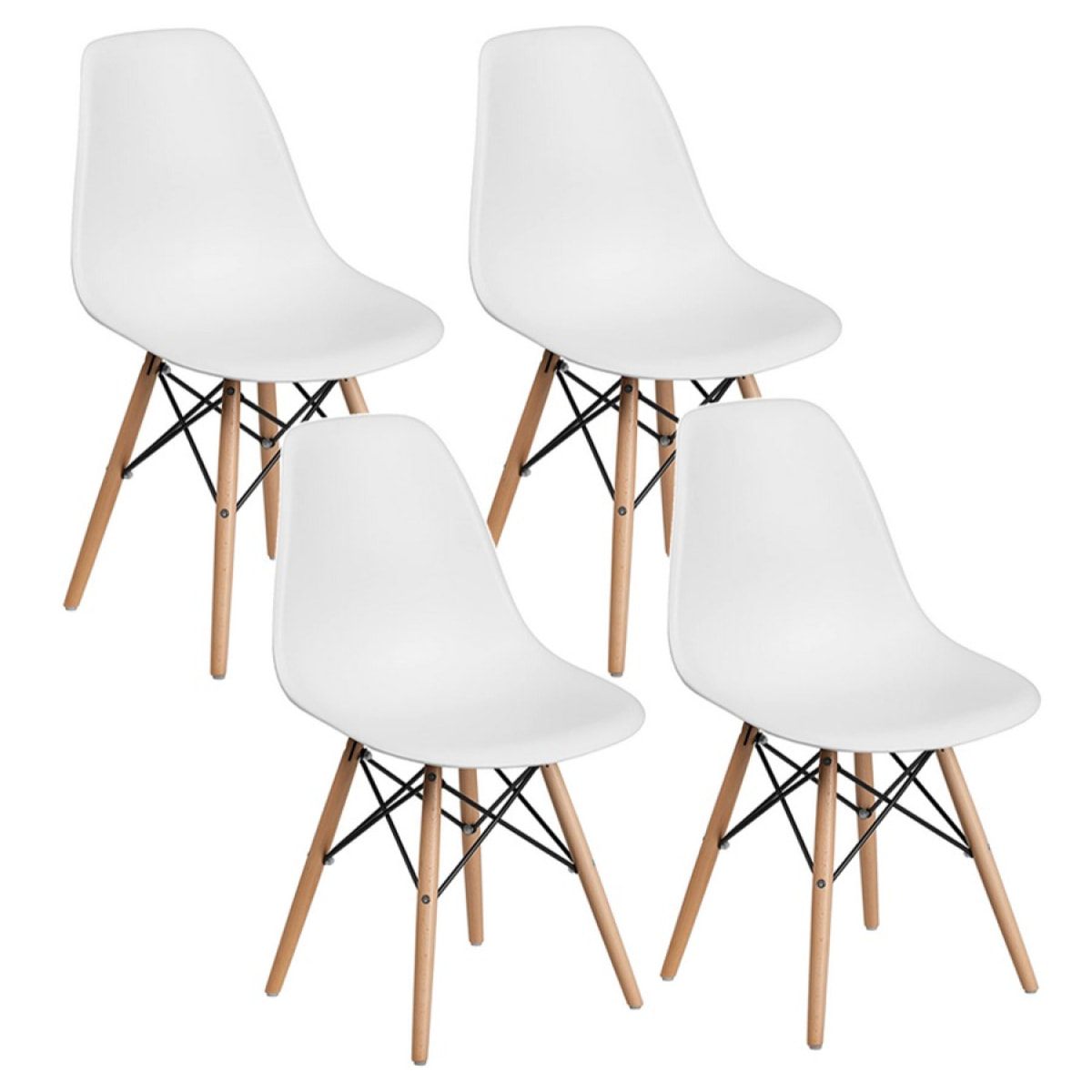 Sedie design moderno con gambe legno set da 4 Ester bianco