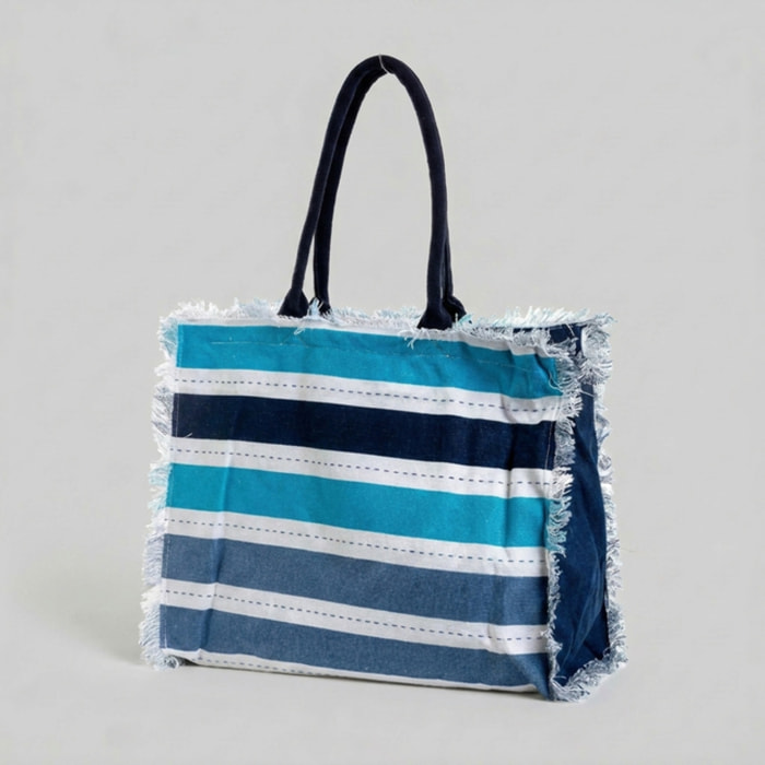 Borsa mare donna con pochette coordinata a righe multicolor, shopper spiaggia grande con zip e frange decorative, capiente e leggera, ideale per telo mare e accessori estivi, perfetta per spiaggia piscina vacanze e tempo libero