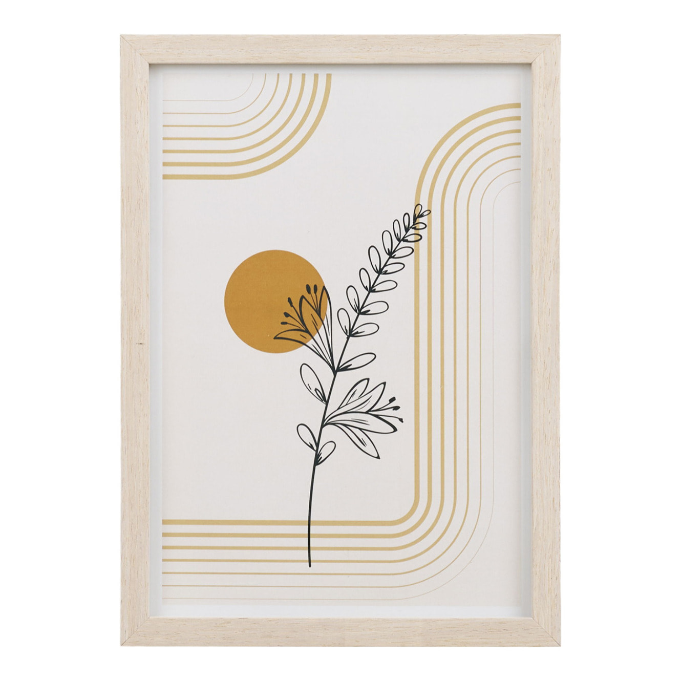 Set 3 cornici Madison in MDF naturale con stampe botaniche