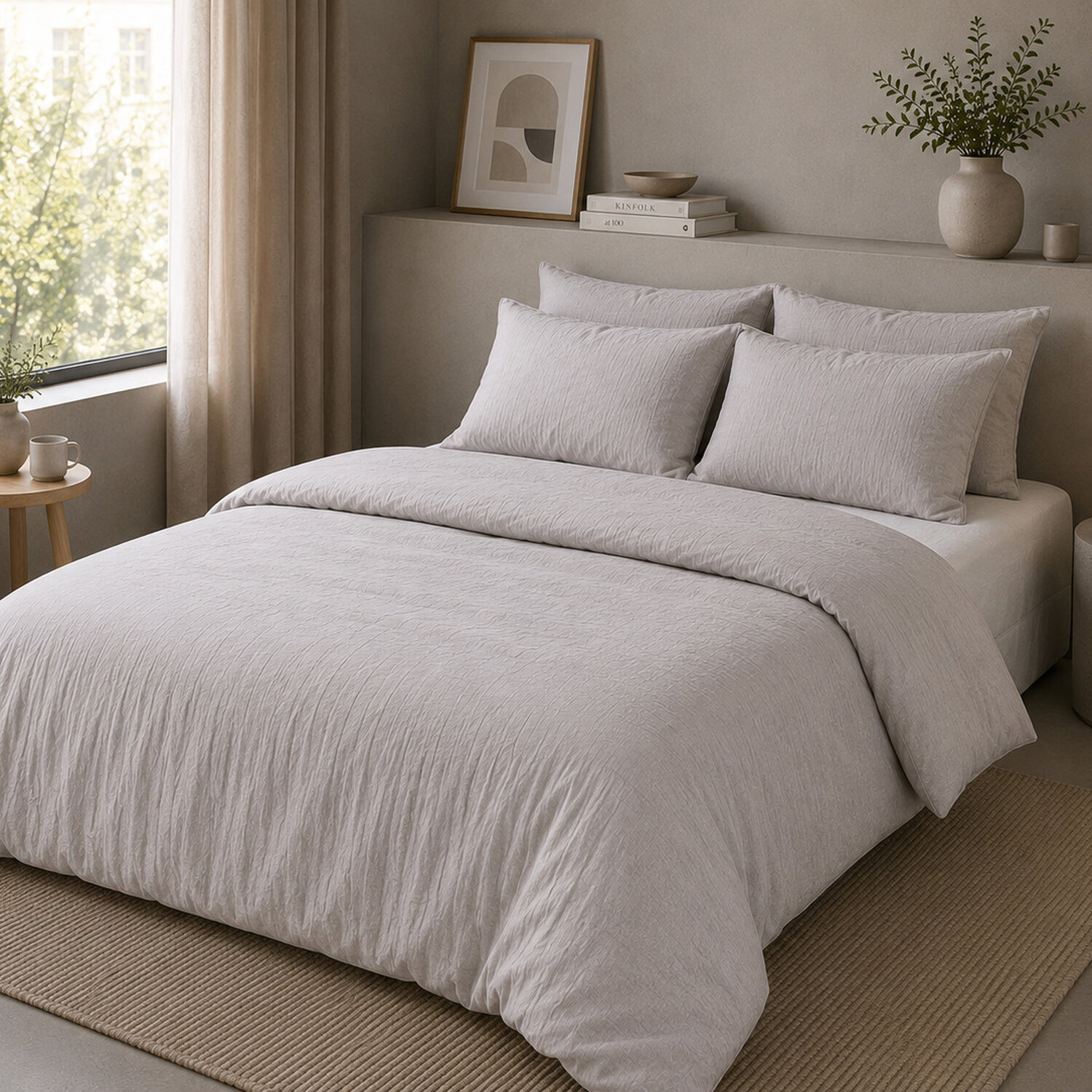 Housse de couette 100% gaze de coton lavé gris glacier
