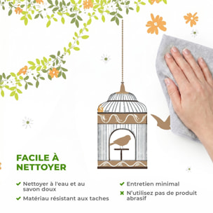 Stickers Muraux décoration adhésifs cages élégantes, oiseaux et fleurs