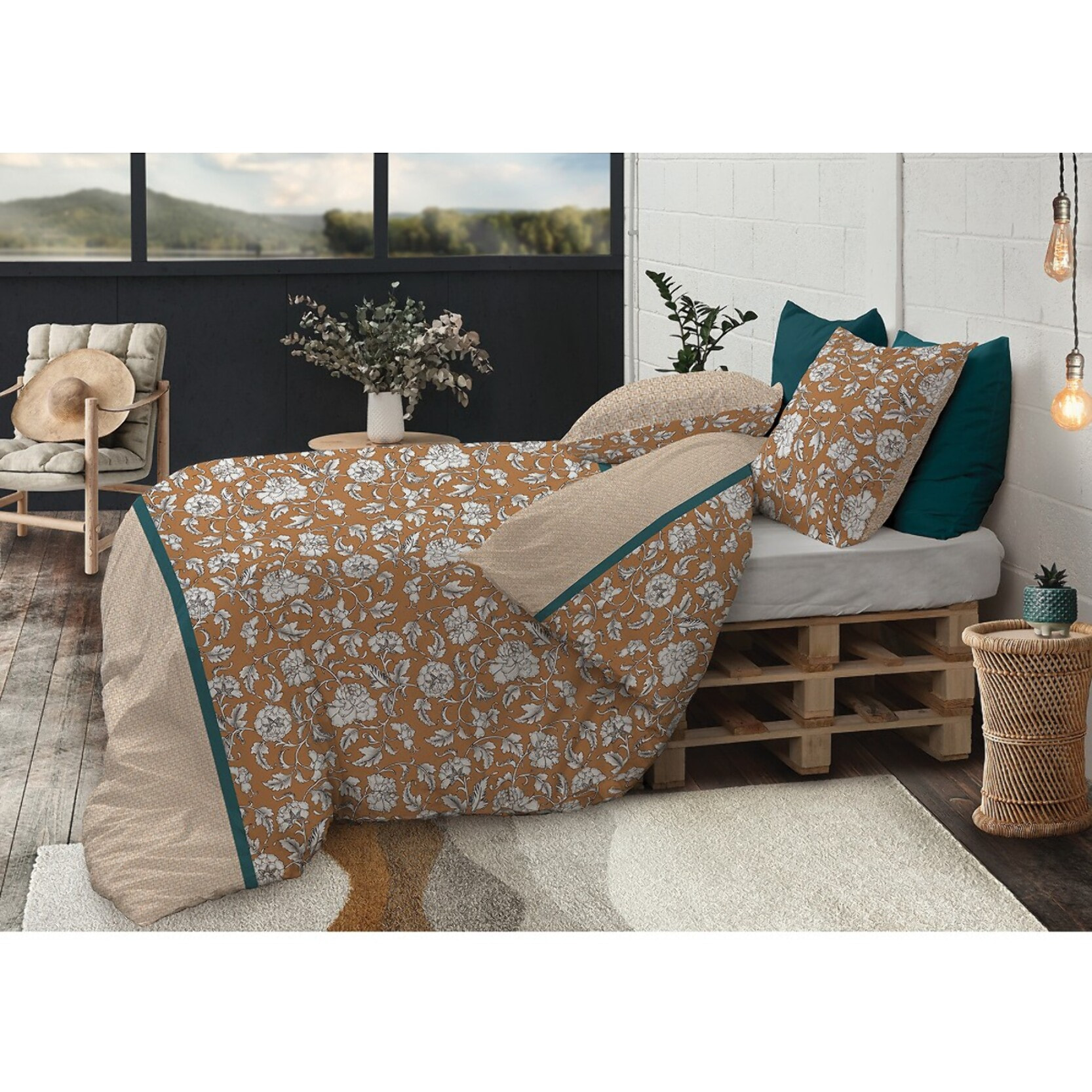 Parure Housse De Couette 3pcs 100% coton Premium 57fils Loni