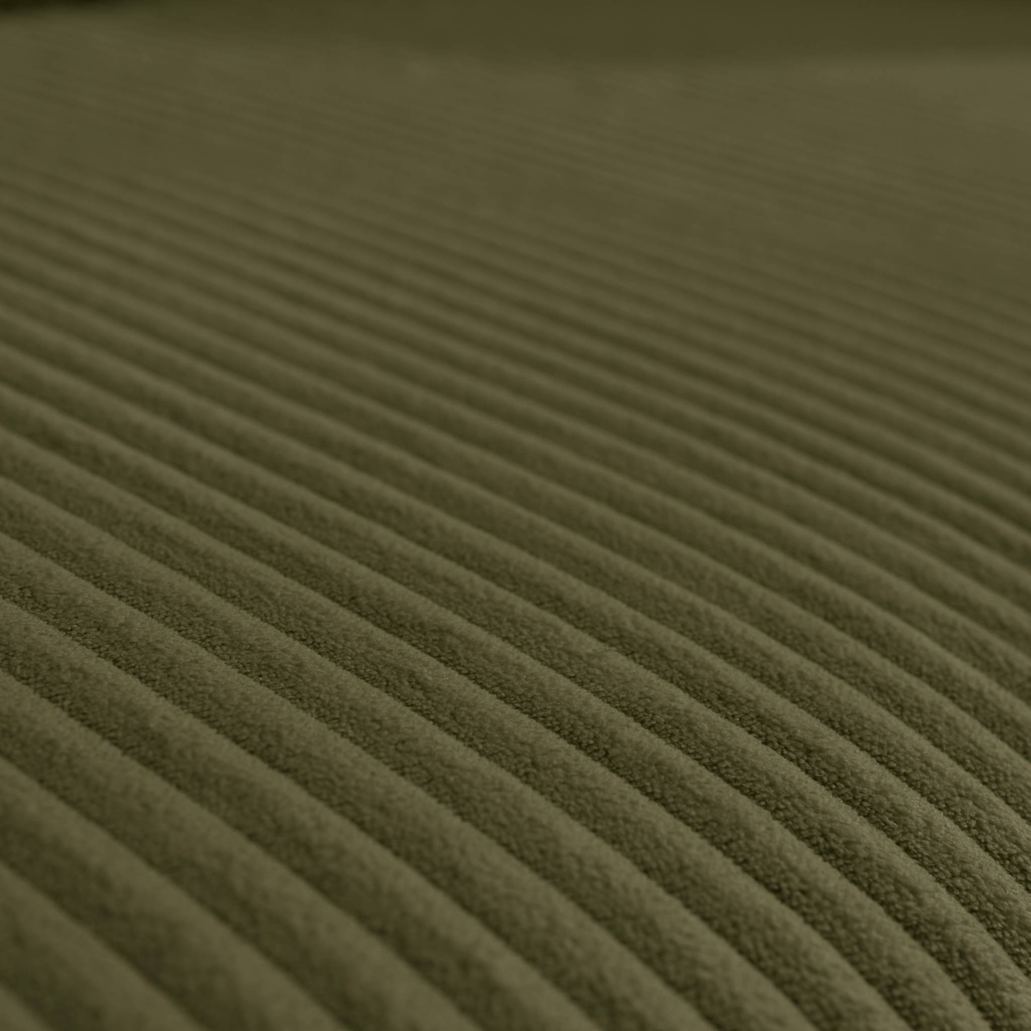 Canapé d'angle convertible réversible 3 places velours côtelé kaki avec coffre de rangement - Almo