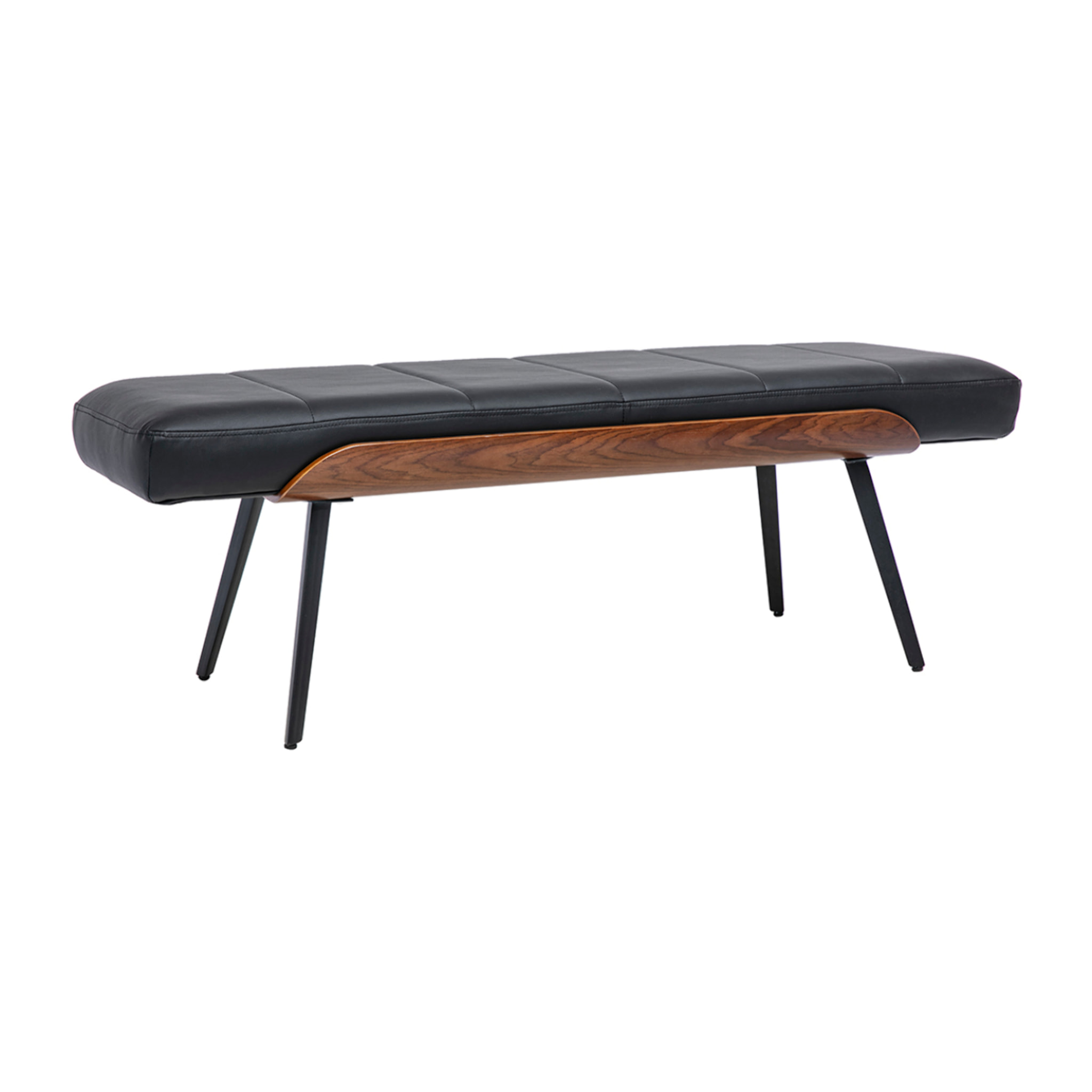 Banc noir, bois foncé et métal noir L123 cm ELIOR