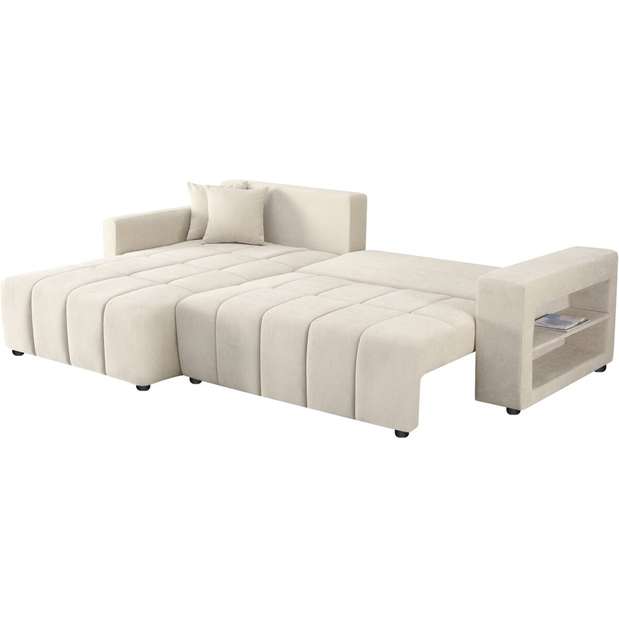 Canapé d'angle convertible tissu chenille 3 places - "Trocadero" - Beige