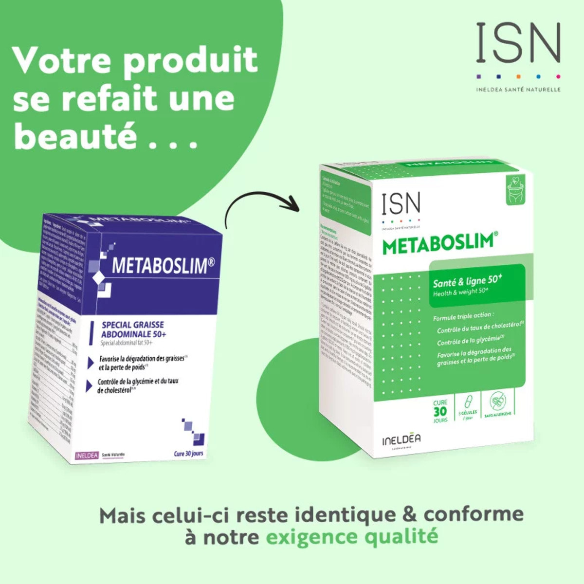 Ineldea Santé Naturelle - Metaboslim - Favorise la Perte de Poids - Extrait de plantes synergisé - Action cliniquement prouvée - Actif breveté - Lot de 2 produits